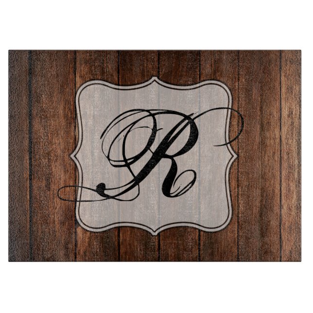 Personalized Glass Cutting Barn Wood Country Rusti Cutting Board (Front)
