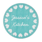 Personalized glass cutting board | Turquoise heart