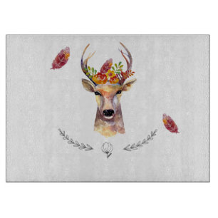 Personalized Glass Cutting boho deer Buck Head Bro Board