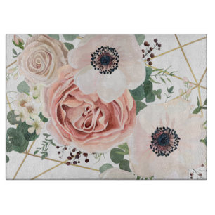 Personalized Glass Cutting Geometric Garden Rose Board