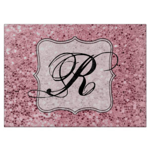 Personalized Glass Cutting Rose Gold Glitter Cutting Board