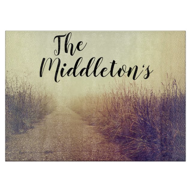 Personalized Glass Cutting Sunrise Pathway Walkway Cutting Board (Front)