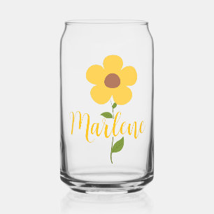 Personalized glass in the shape of a can, floral 