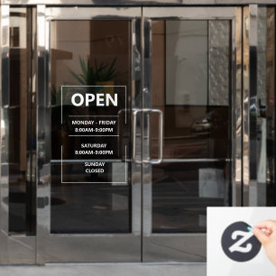 Personalized glass window opening hours Business  Cling