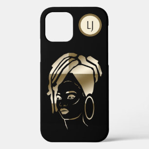 Personalized Gld/Blk African Queen iPhone Case