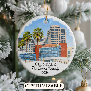 Personalized Glendale Ornament, Custom California Ceramic Ornament