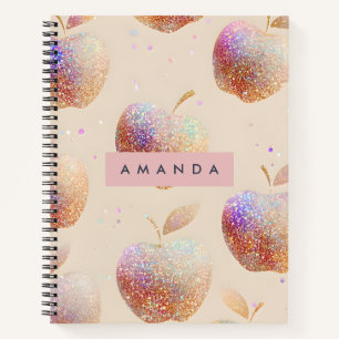 Personalized Glitter Apple Sparkle Fruit Pastel  Notebook