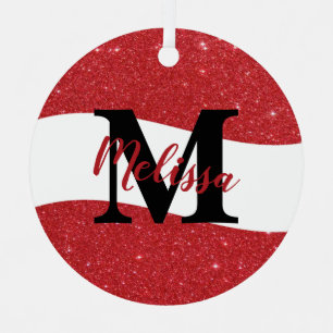 Personalized glitter ceramic ornament