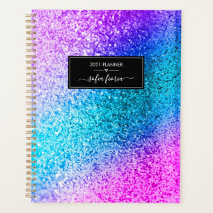 Personalized Glitter Elegant Script Name 2021 Planner