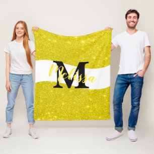 Personalized glitter fleece blanket