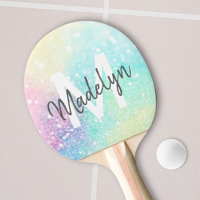 Personalized Glitter Pastel Bokeh Pattern Ping Pong Paddle (Creator Uploaded)