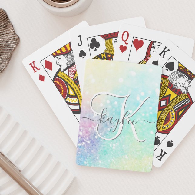 Personalized Glitter Pastel Bokeh Pattern Playing Cards (Creator Uploaded)