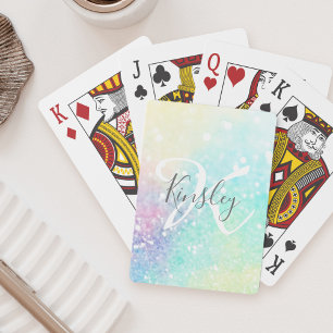 Personalized Glitter Pastel Bokeh Pattern Playing Cards