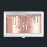 Personalized Glitter Rose Gold Trendy Monogram Business Card Holder<br><div class="desc">This design was created though digital art. It may be personalized in the area provided or customizing by choosing the click to customize further option and changing the name, initials or words. You may also change the text colour and style or delete the text for an image only design. Contact...</div>