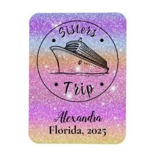 Personalized Glitter Sisters Cruise Cabin Magnet