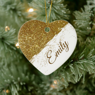 Personalized glitter spray ceramic ornament