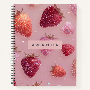 Personalized Glitter Strawberry Dream Sparkling Notebook