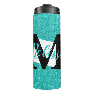 Personalized glitter thermal tumbler
