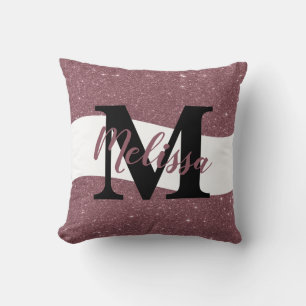 Personalized glitter throw pillow