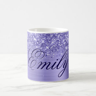 Personalized Glittery Periwinkle Foil Coffee Mug