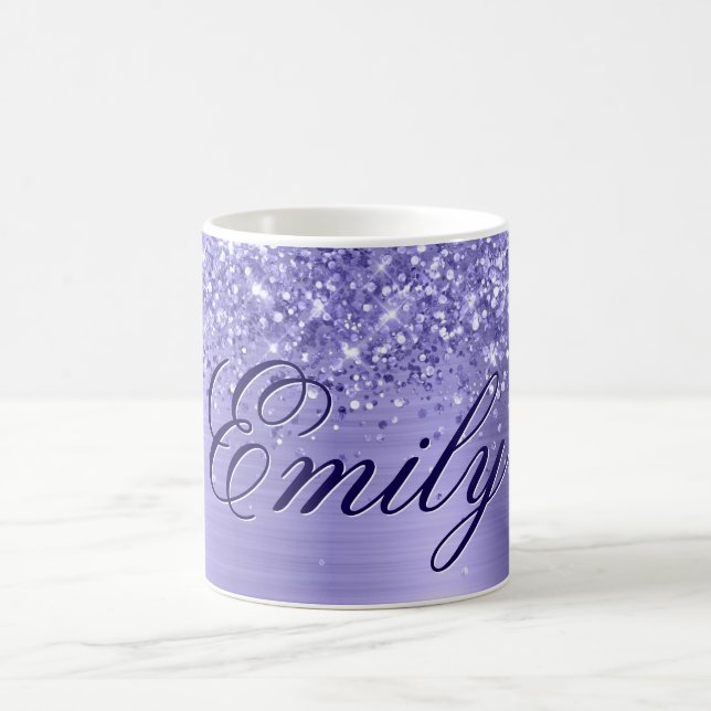 Personalized Glittery Periwinkle Foil Coffee Mug (Center)