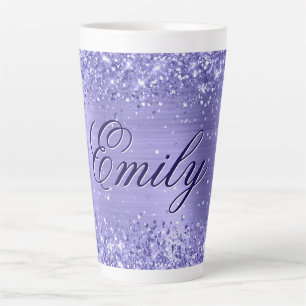 Personalized Glittery Periwinkle Foil Latte Mug