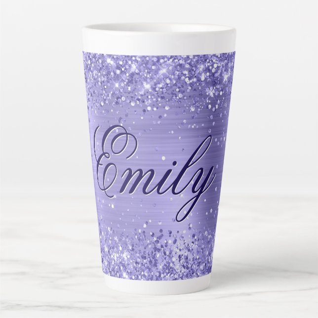 Personalized Glittery Periwinkle Foil Latte Mug (Front)