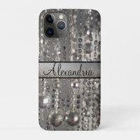 Personalized Glittery Silver Stringed Beads   