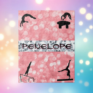 Personalized Glitz and Glam Gymnastics Events Jigsaw Puzzle
