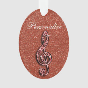 Personalized Glitzy Sparkly Diamond Music Note Ornament