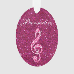 Personalized Glitzy Sparkly Diamond Music Note Ornament