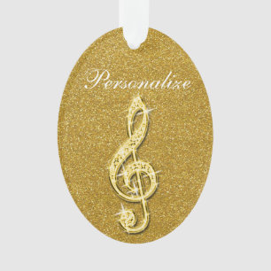 Personalized Glitzy Sparkly Diamond Music Note Ornament