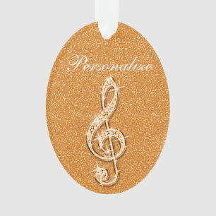 Personalized Glitzy Sparkly Diamond Music Note Ornament