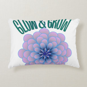 Personalized Glow & Grow Aesthetic Floral Quote Accent Pillow