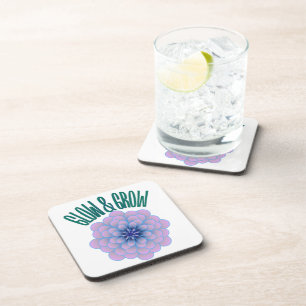 Personalized Glow & Grow Aesthetic Floral Quote Coaster