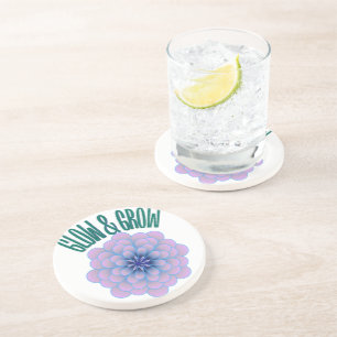 Personalized Glow & Grow Aesthetic Floral Quote Coaster