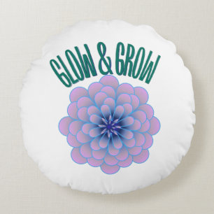 Personalized Glow & Grow Aesthetic Floral Quote Round Pillow