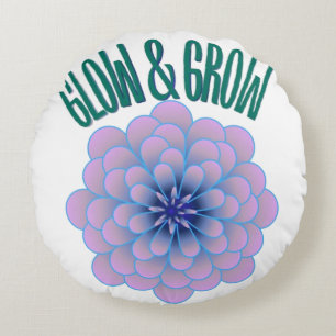 Personalized Glow & Grow Aesthetic Floral Quote Round Pillow