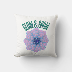 Personalized Glow & Grow Aesthetic Floral Quote Throw Pillow