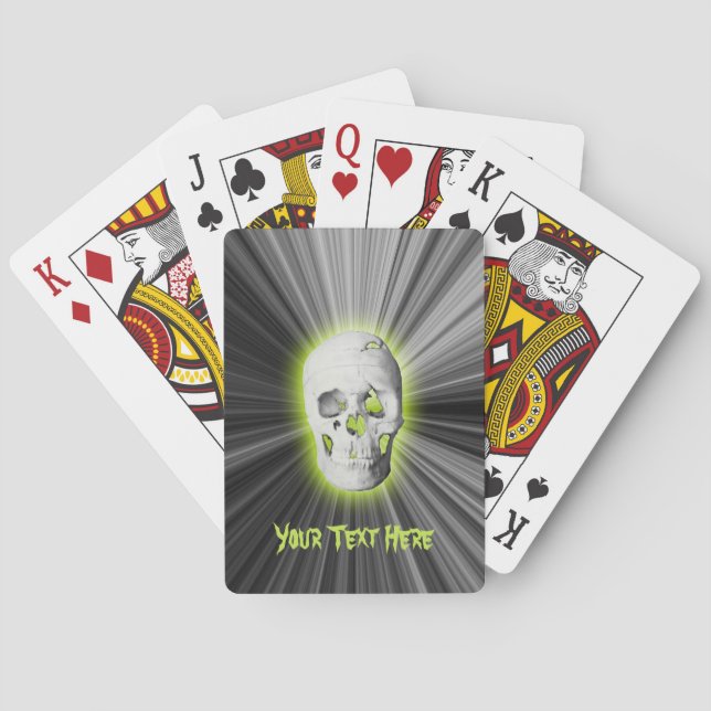Personalized Glowing Green Skull Playing Cards (Back)