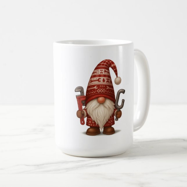 Personalized Gnome Plumber/Handyman Christmas Coffee Mug (Front Right)