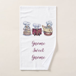 Personalized Gnome Sweet Gnome Baking Gnomes Hand Towel