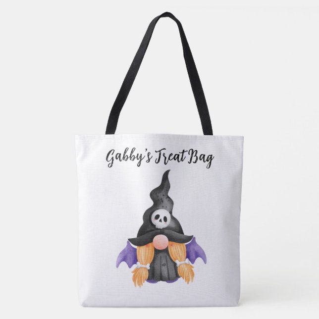 Personalized Gnome Trick or Treat Tote Bag (Front)