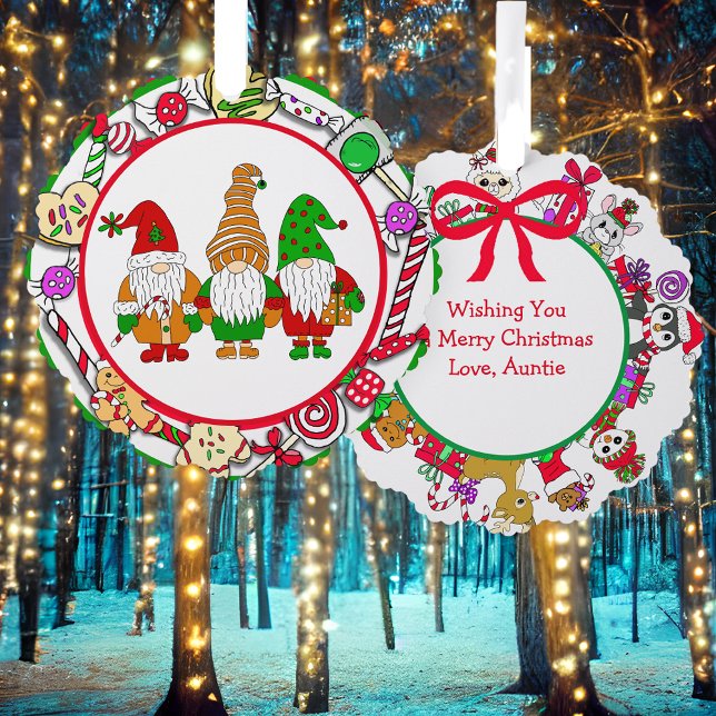 Personalized Gnomes and Christmas Candy Ornament Card (Creator Uploaded)