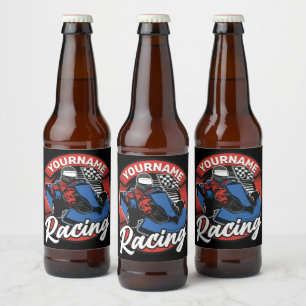 Personalized Go Kart Extreme Racing Karting Race Beer Bottle Label