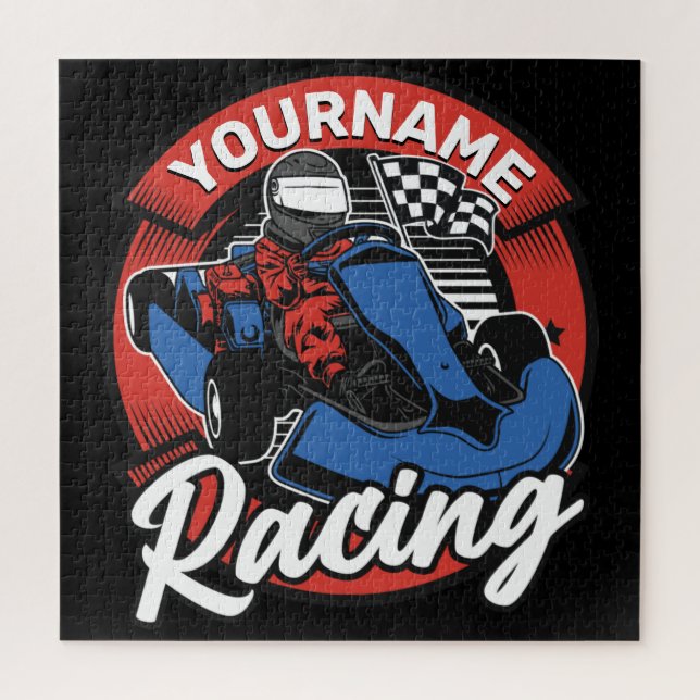 Personalized Go Kart Extreme Racing Karting Race Jigsaw Puzzle (Vertical)
