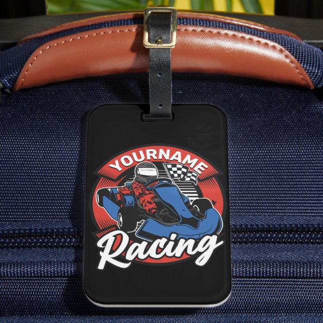 Personalized Go Kart Extreme Racing Karting Race  Luggage Tag (Front Insitu 2)
