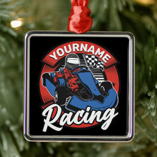Personalized Go Kart Extreme Racing Karting Race  Metal Ornament