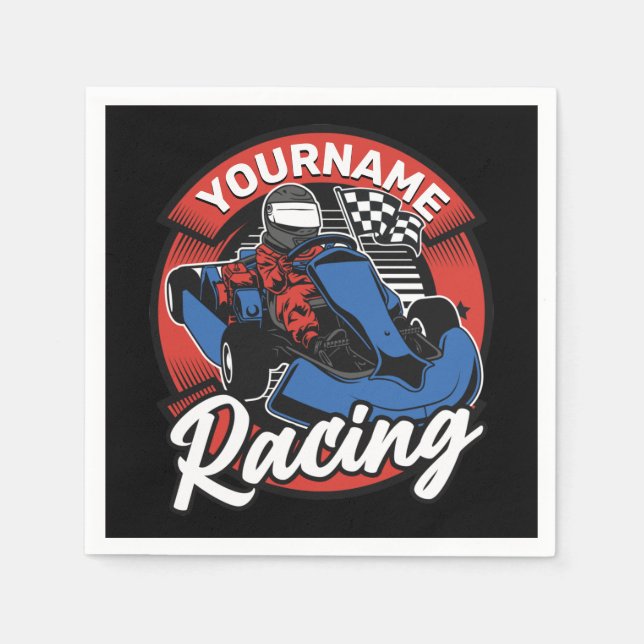 Personalized Go Kart Extreme Racing Karting Race Napkin (Front)
