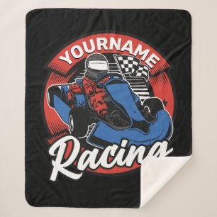 Personalized Go Kart Extreme Racing Karting Race Sherpa Blanket